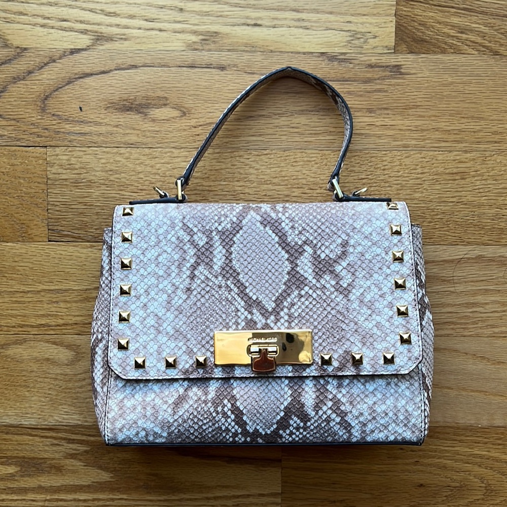 Michael Kors Handbag w/Removable Strap Snakeskin Tan